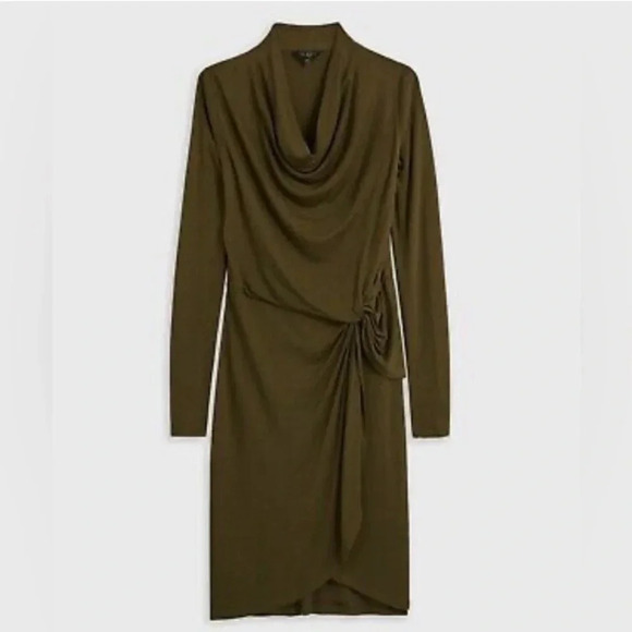 Ted Baker Dresses & Skirts - TED BAKER Khaki Green Neyda Long Sleeve Jersey Drape Dress Size 2